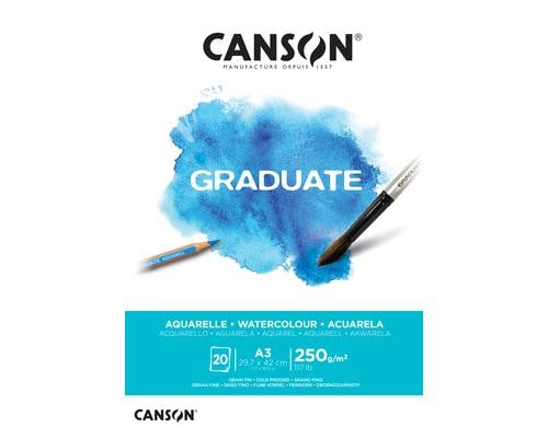 Canson Block Graduate Aquarell A3 250g/m2, 20Bl, fein, FSC