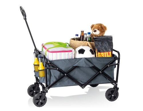 EASYmaxx Bollerwagen faltbar grau Klappbarer Leiterwagen