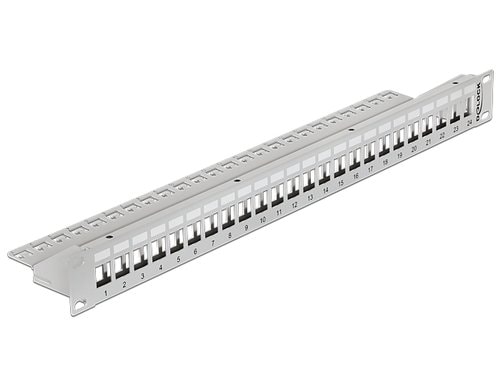 Delock 19 Keystone Patchpanel 24 Port 1HE, grau, Beschriftungsfeld, Zug Entl.
