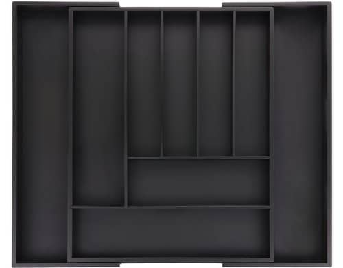 relaxdays Besteckkasten Bambus ausziehbar, Schwarz