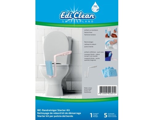 Edi Clean WC-Randreiniger Profi Starterkit 1 Handgriff PP weiss, 5 Ersatzpads