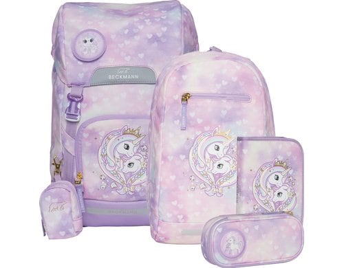 Beckmann Schulrucksack Classic Set Unicorn Princess, 6-teilig