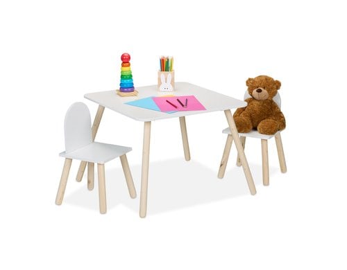 relaxdays Kindersitzgruppe 3-teilig MDF, Kiefernholz, China