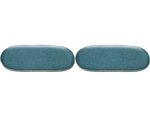 Leonardo Servierplatte Matera 32x18cm blau 2 Stk., Keramik, 32x18x2cm