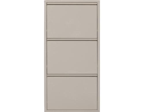 Kare Schuhschrank Caruso 3er, Creme 104 x 50 x 15 cm, Stahlblech, 6 Paar Schuhe