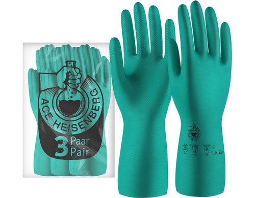 ACE Heisenberg Chemikalienhandschuhe 08/M 3 Paar, Chemikalien-Schutz, Handschuhe