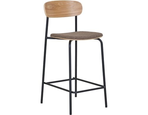 House Nordic Barhocker Estepona, 2er Set Stahl, Polyester,Sperrholz