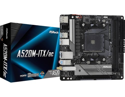 ASRock A520M-ITX/AC, mATX, AM4 AMD B550, 2x DDR4, PCIe 3.0