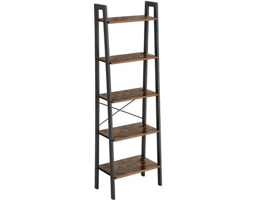 Vasagle Regal, Schwarz-Braun, Stahl Spanplatte, 56 x 172 x 34 cm (BxHxT)