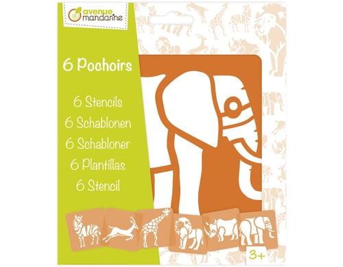 Avenue Mandarine Schablonen Set Wüstentiere 15.2 x 17.5 cm, 6 Schablonen