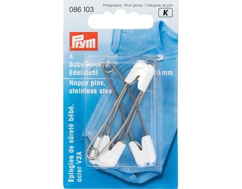 Prym Baby-Sicherheitsnadeln, weiss 55 mm, Karte 4 Stk.