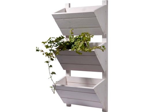 3-stufiges Wand-Pflanzbeet, weiss aus Holz