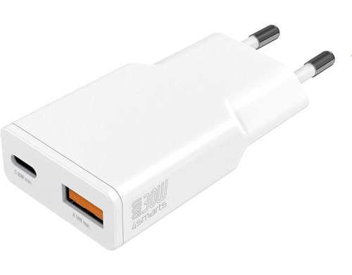 4Smarts Netzladegerät PDPlug Slim Duos 30W GaN, 1C+1A, Weiss