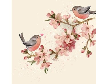 B+C Servietten Cherry Blossom Love 33x33 cm, 20 Stück