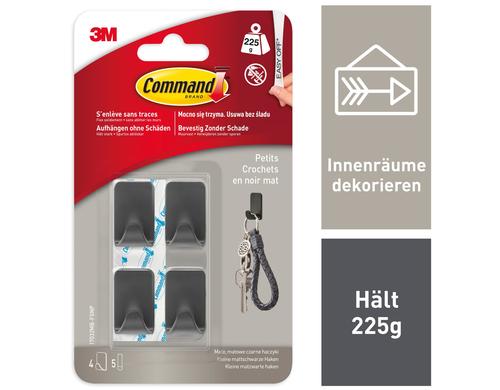 3M Command Metallhaken schwarz Gr. S 4 Haken, 5 Strips, Traglast: 225g