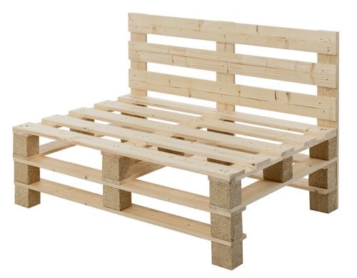 COCON, Palettensofa Nature, 120 x 50/86 x 8 120x80xH80cm, Fichte/Tanne, 70% FSC