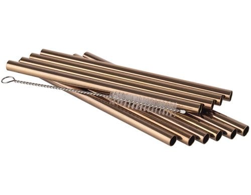 APS Trinkhalme 11er Set Ø 8 mm, Länge: 15 cm, Kupfer