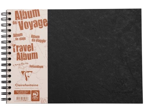 Clairefontaine Travelbook AgeBag schwarz A4, quer, je 40 Blatt liniert/schwarz