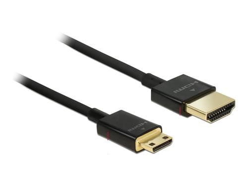 Delock HDMI-A Stecker - HDM Micro-C Stecker 4K, 1m, schwarz, High Quality Slim
