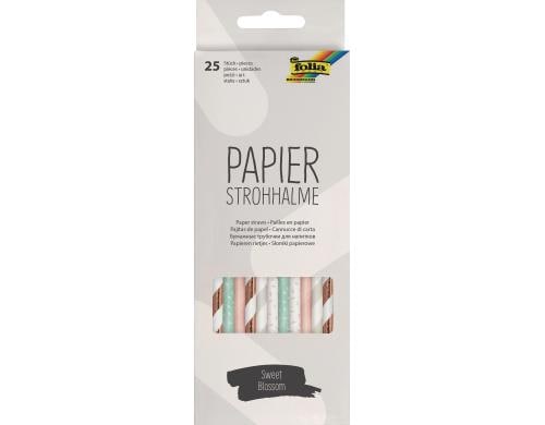 Folia Strohhalm aus Papier  Sweet Blossom 25 Stück, 19,7cm, Ø6mm