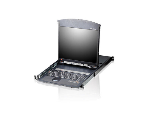 Aten 19 TFT KVM Switch für 1HE Rack mit CH-Tastatur, VGA, USB, Kat-KVM