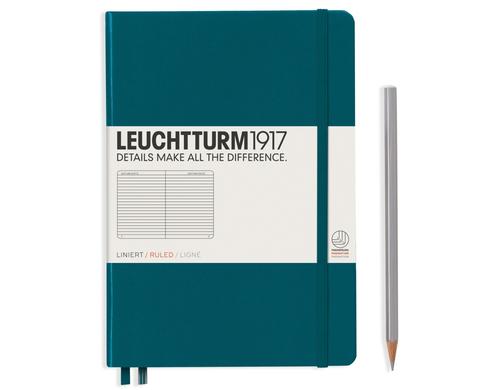 Leuchtturm Notizbuch Medium A5 liniert 249 Seiten, Farbe Pacific Green