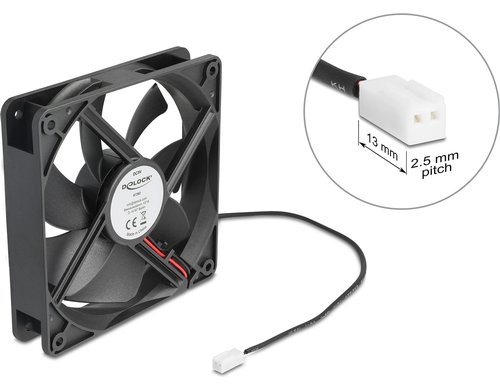 Delock Gehäuselüfter 120xx120x25mm, 5V Axiallüfter, schwarz, 5V DC