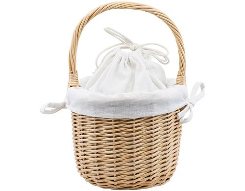 Kadastar Brot- und Kartoffelkorb Noelia Weidenkorb mit Baumwolle, Ø 20 cm x 33 cm