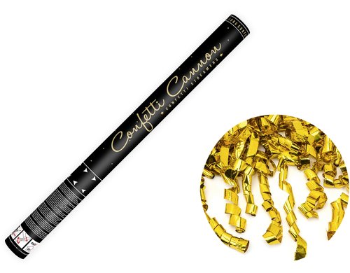 Partydeco Konfettikanone Schlangen gold, 60 cm