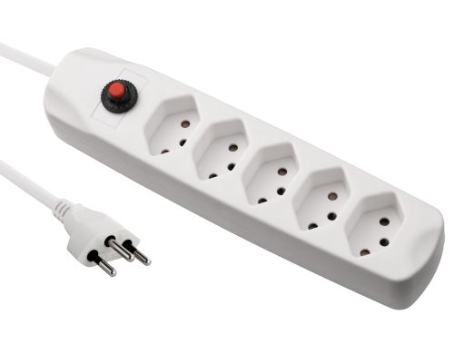 F.power Steckdosenleiste 5xT13 1.5m ws 230V, H05VV-F 3G1.00, OS, weiss (5/25)