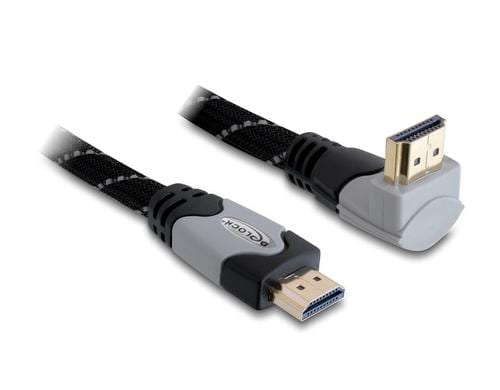 Delock HDMI-A zu HDMI-A Stecker/Stecker mit Ethernet, gewinkelt oben, 1m, grau