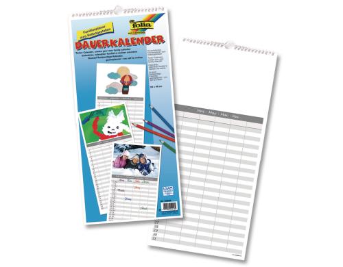 Folia Dauerkalender Familienplaner Grösse 23x49cm, Papier weiss, Druck schw.