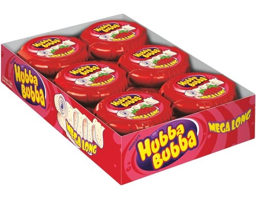 Hubba Bubba Rolle Mega Lang Erdbeere 12 x 56 g