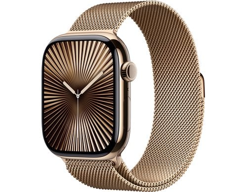 Apple Watch S10 CEL 46 Gold Titanium Loop M mit Gold Milanese Loop - M/L