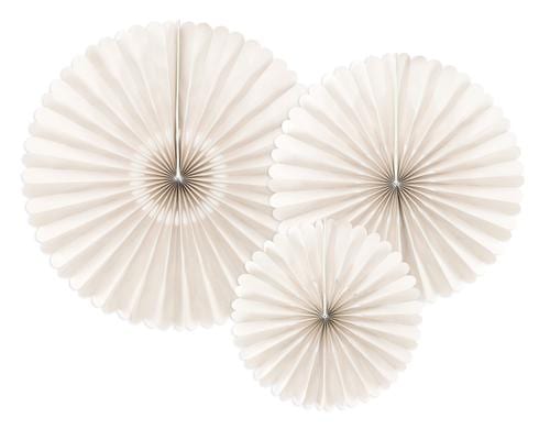 Partydeco Rosetten beige, 26, 34.5, 43 cm, 3 Stück