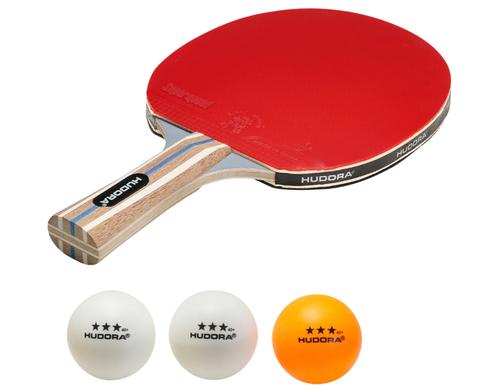 Hudora Tischtennis-Set Tournament rot/schwarz ink. 3 Bälle