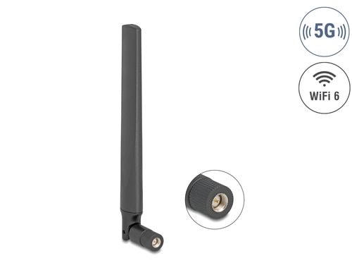 Delock 5G LTE GNSS WiFi 6 Antenne SMA St 4,1 dBi, omni, mit Kippgelenk, schwarz