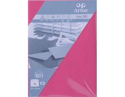 Artoz Couvert 1001 C5 100  gm2, fuchsia, 5 Blatt