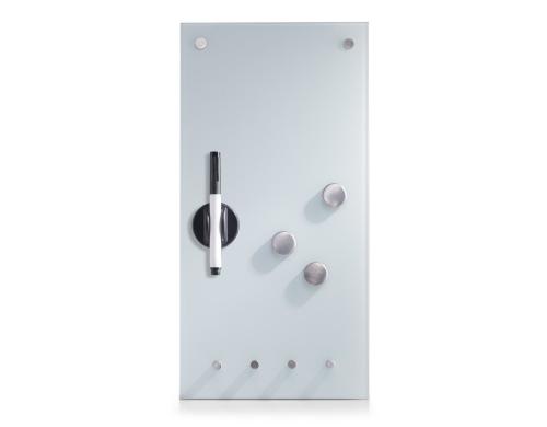 Zeller Present Memobord mit Haken weiss Glas, 20x4x40cm