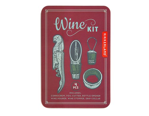 Kikkerland Wein Kit Korkenzieher,Stopfen,Ausgiesser,Tropfring