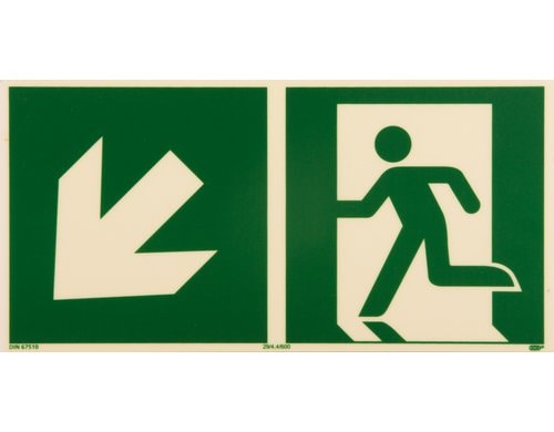 P.R.O. Rettungsweg links abwärts Piktogramm 150x300 mm