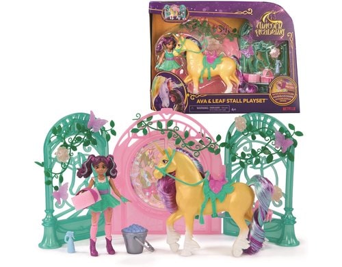 Ava & Leaf Stall-Set Small Doll & Unicorn
