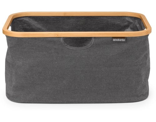 Brabantia faltbarer Wäschekorb 40L mit Holzring, Pepper Black