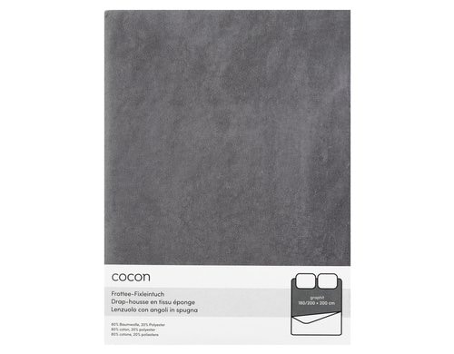 COCON Fixleintuch Frottee grau 180/200x200 cm, 210gsm