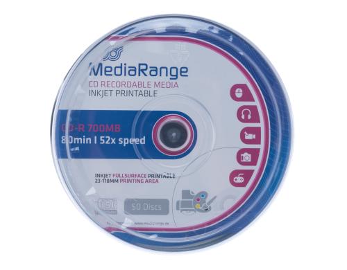 Mediarange CD-R 52x 80Min/700MB 50-Spindel Bis 52-fach, bedruckbar / mit Logo