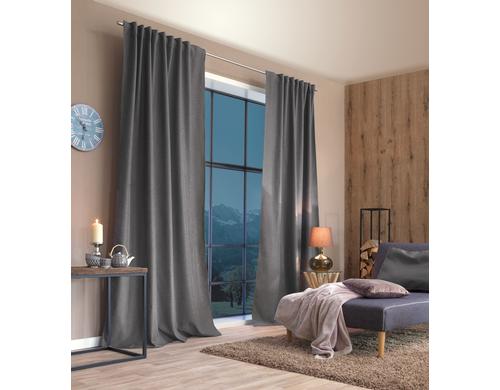 Stotz Fertigvorhang mit Faltenband Deko Thermo, Samedan 135 x 145 grau, 100% PES