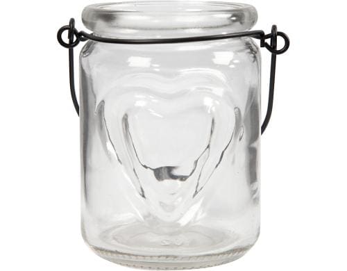 Creativ Company Kerzenglas 2 Stück mit Herz 9.5 x 9 cm