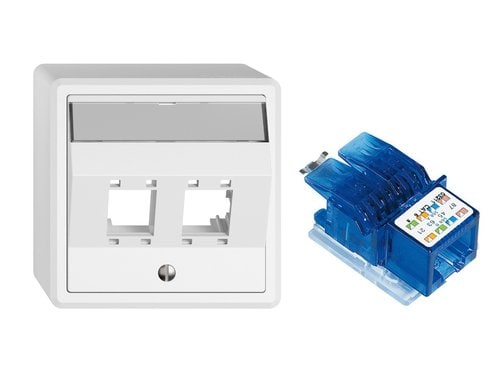 Feller EDIZIOliv AP-Netzwerkdose 2x RJ45 Kat6, ungeschirmt, R&M freenet Module Snapf