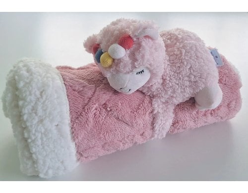 Combo Warmies & Kuscheldecke Lama pink & Baby-Decke pink