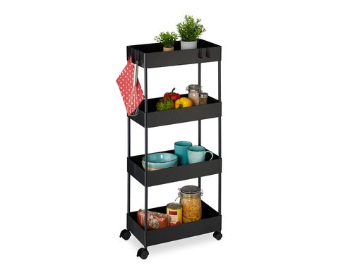 relaxdays Rollwagen 4 Ebenen, Schwarz